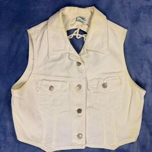 Vintage USA  Parker's  denim vest with button-up front and pockets Women Size: L